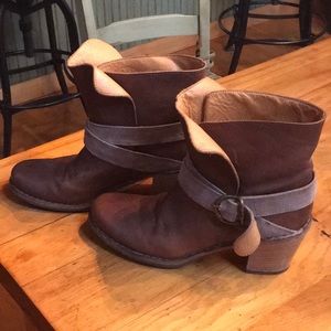 Florentini + Baker Leather Wrap Buckle Ankle Boot